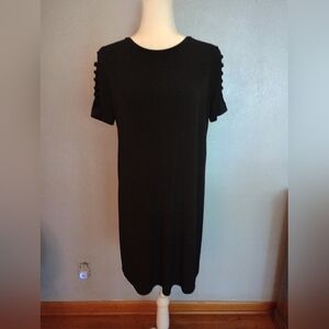 Michael Kors Black Cut Out Ladder Short Sleeve Mini Dress Size M